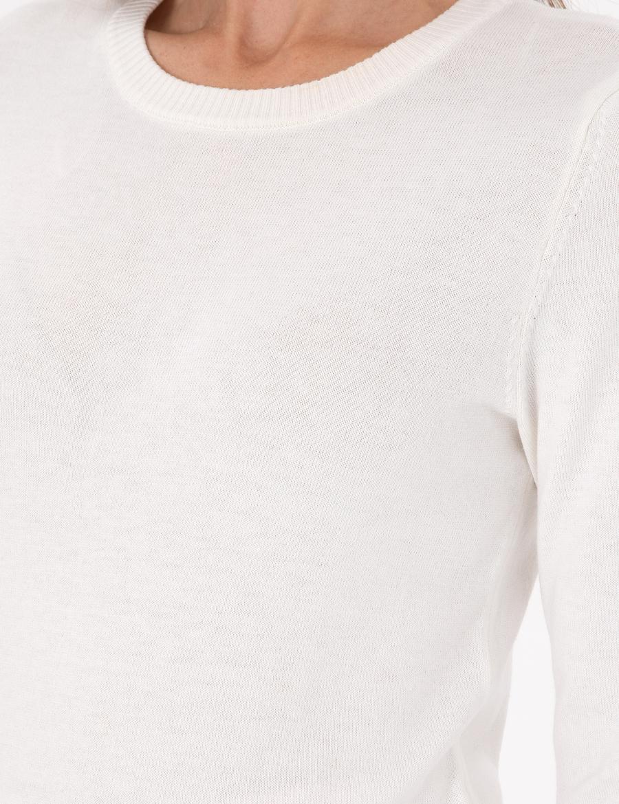 Ekru Slim Fit Basic Kazak