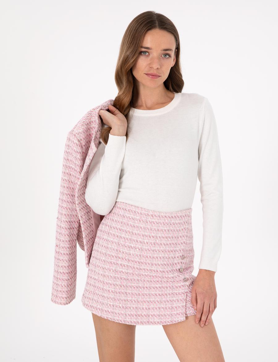 Ekru Slim Fit Basic Kazak