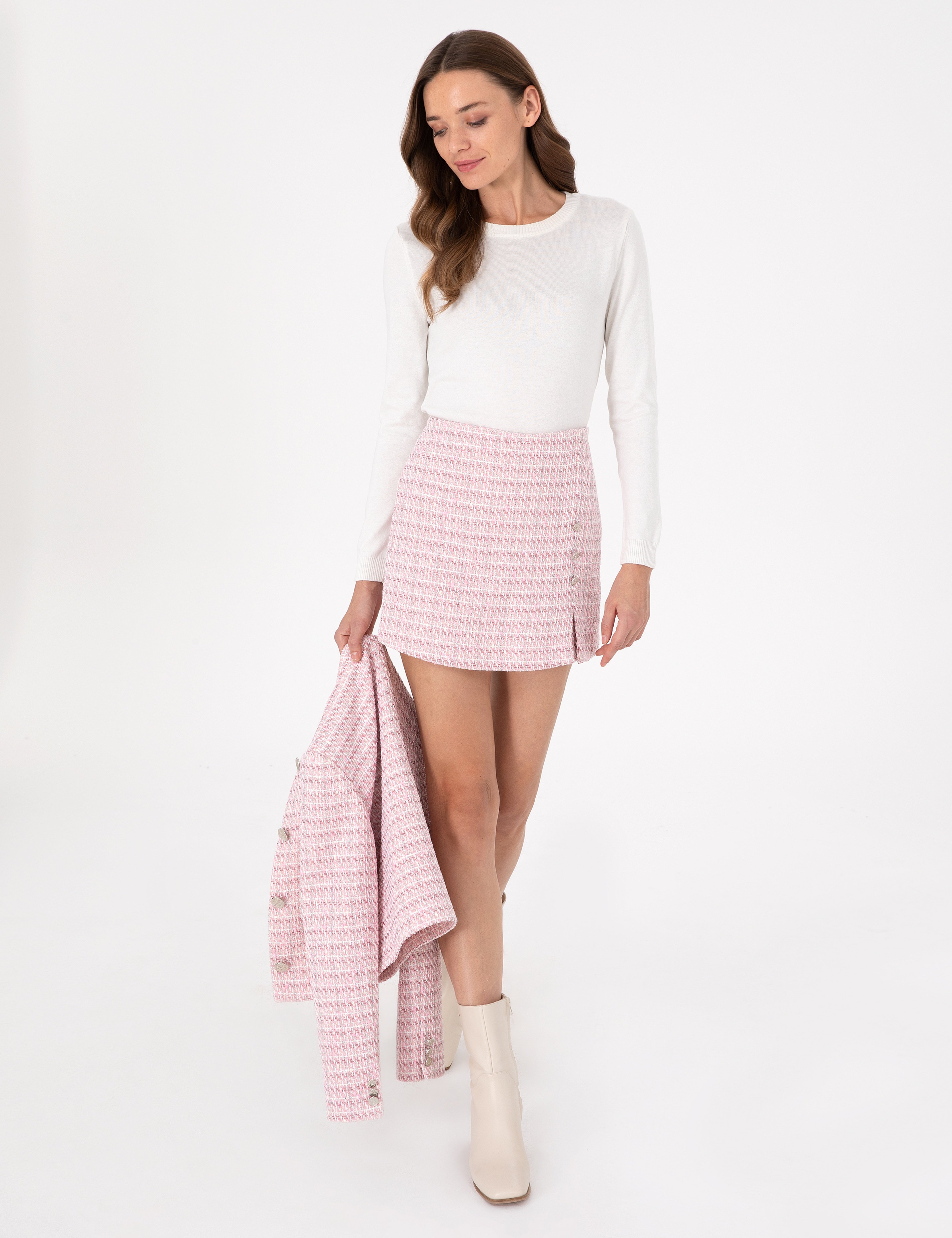 Ekru Slim Fit Basic Kazak - Image 4