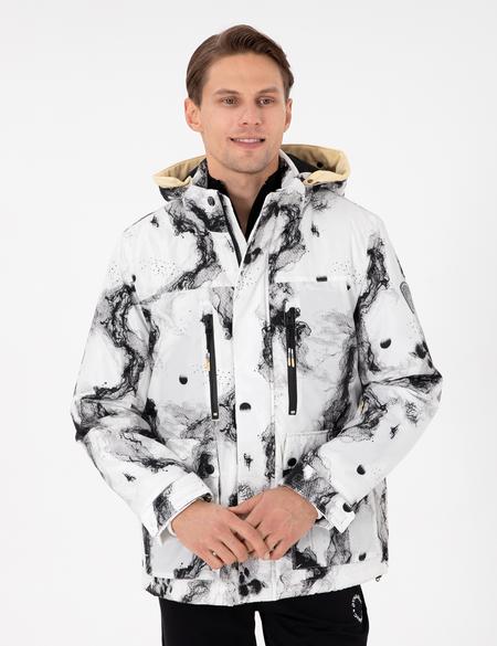 Beyaz Kapüşonlu Kar Montu - 50292676034