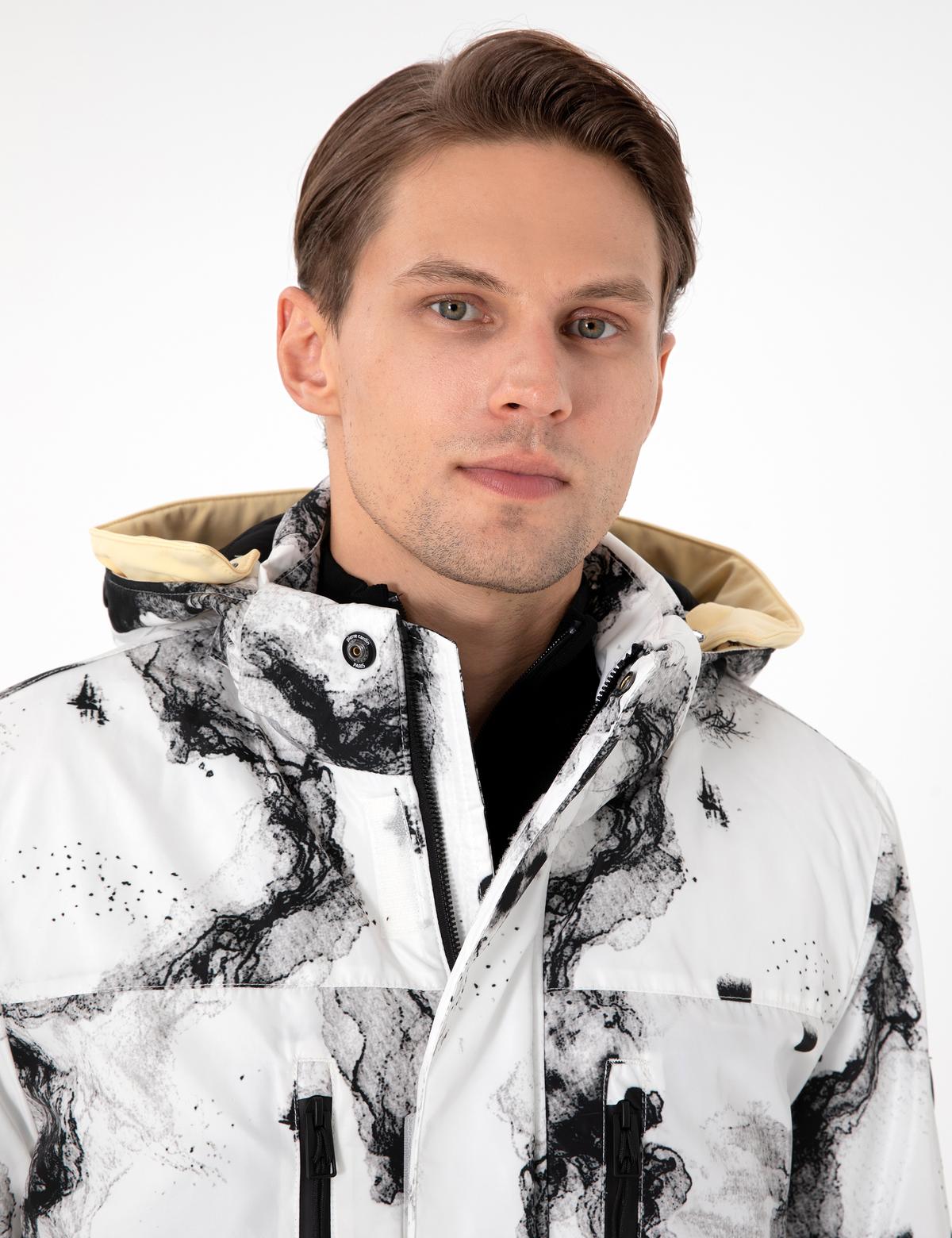 Beyaz Kapüşonlu Kar Montu - 50292676034