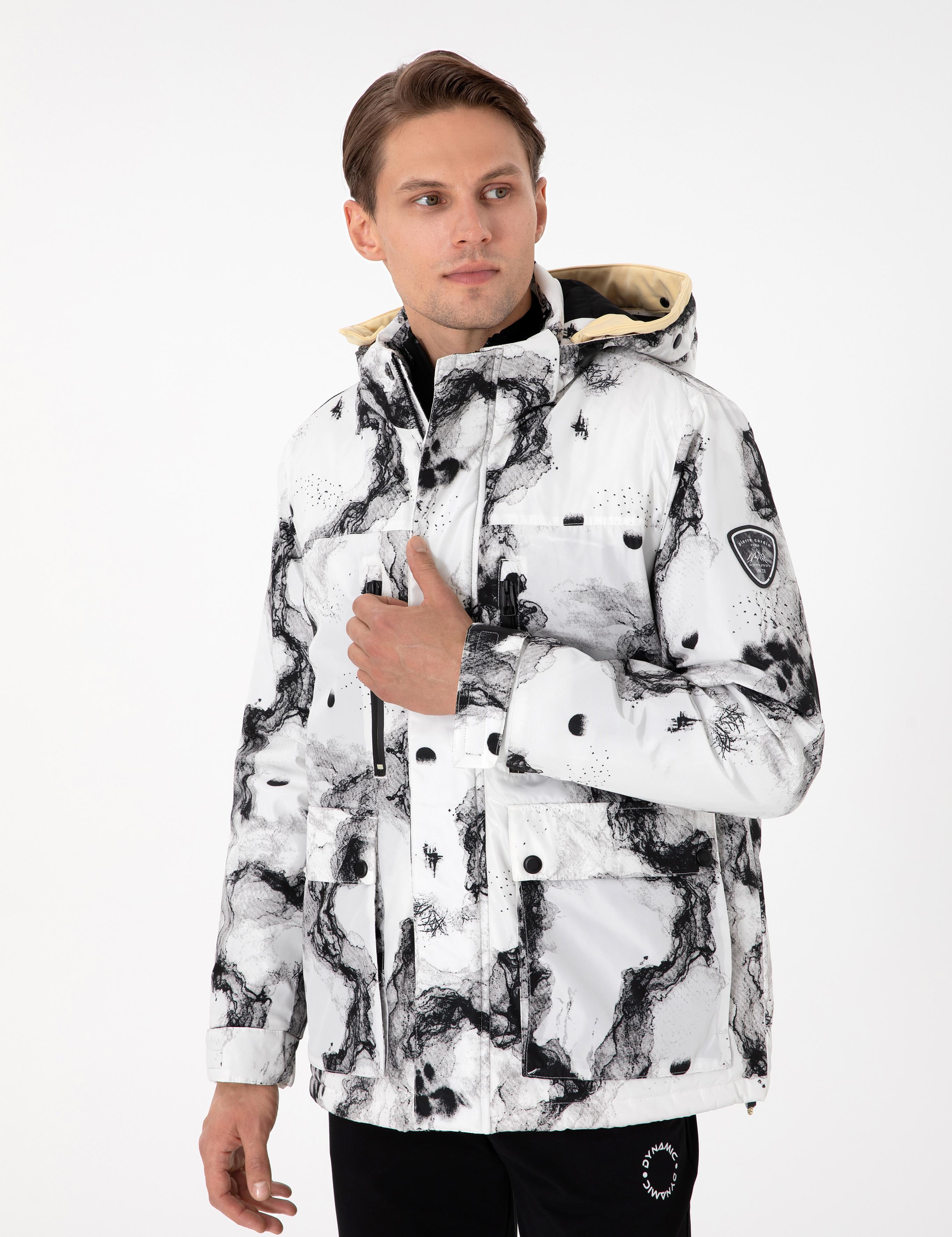 Beyaz Kapüşonlu Kar Montu