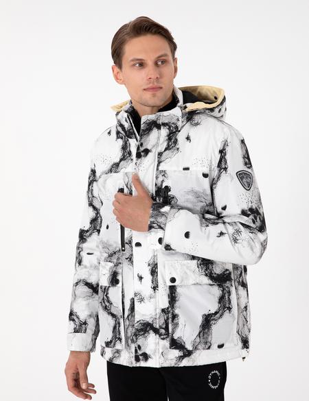 Beyaz Kapüşonlu Kar Montu - 50292676034