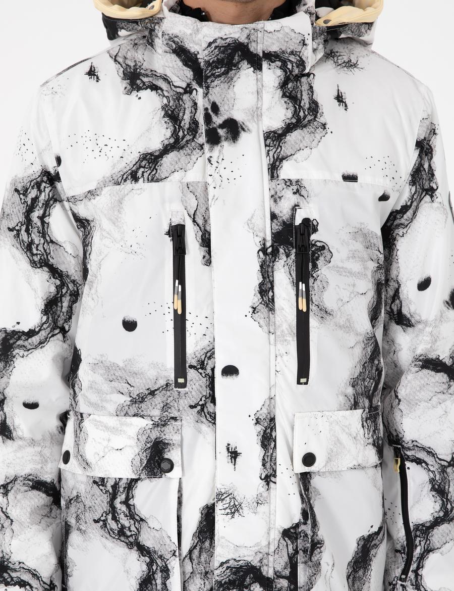 Beyaz Kapüşonlu Kar Montu