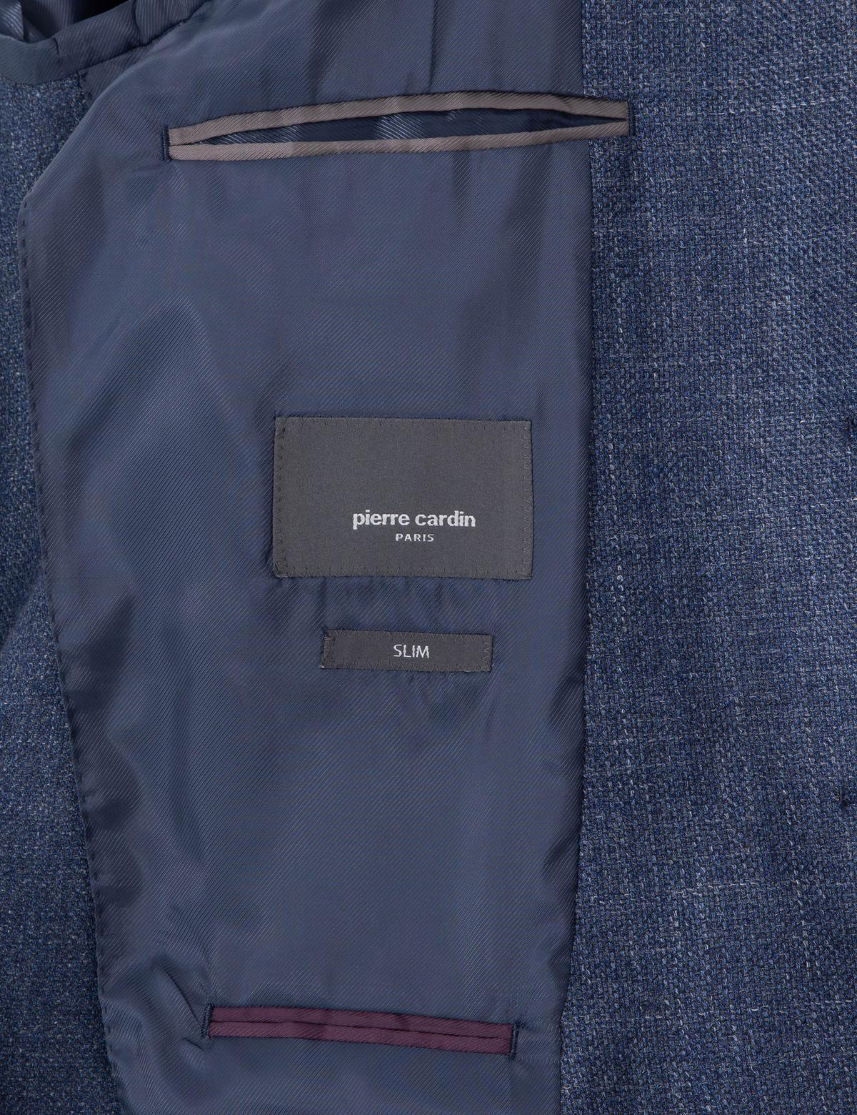 Koyu Mavi Slim Fit Yünlü Ceket - 50291934020