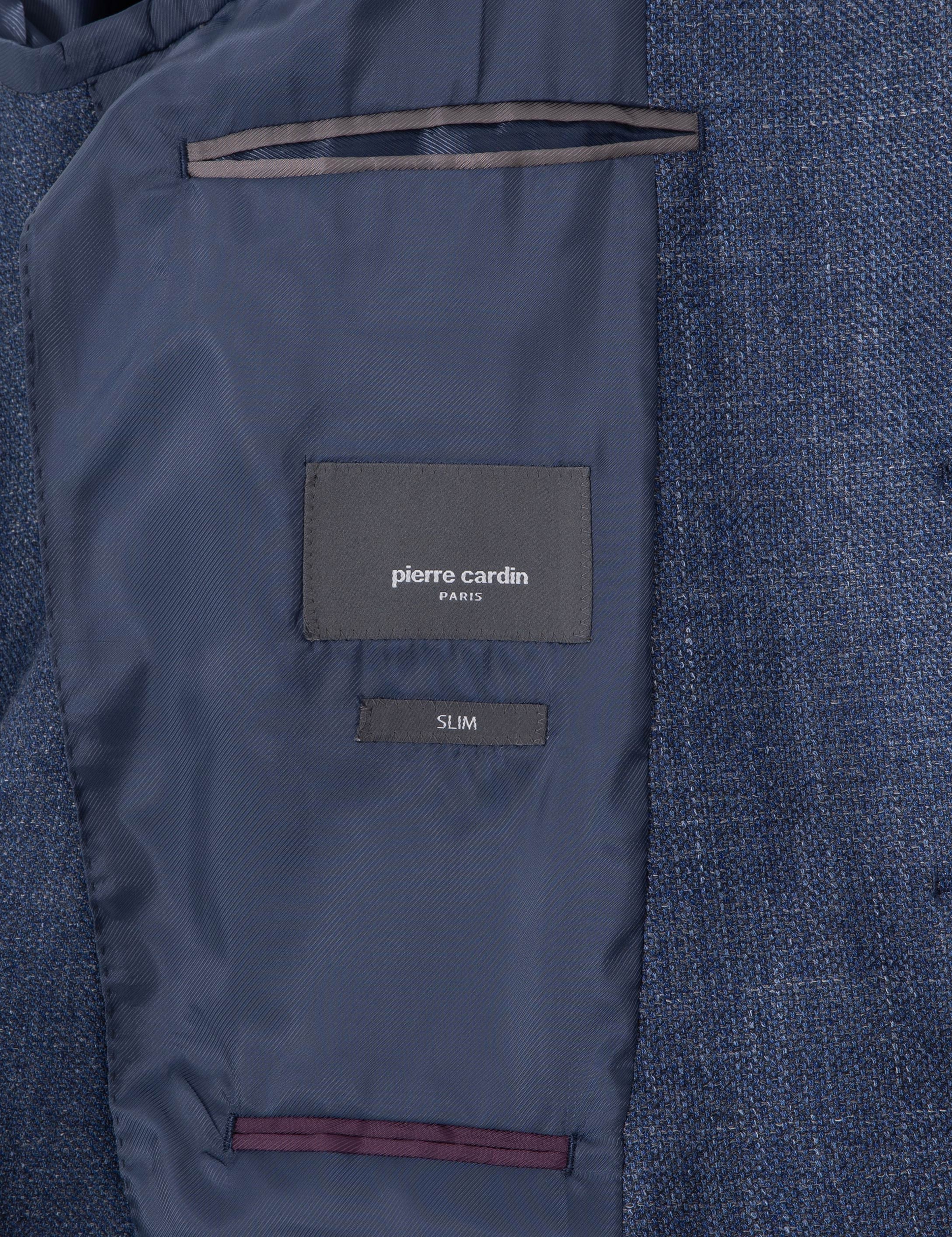 Koyu Mavi Slim Fit Yünlü Ceket - Image 6