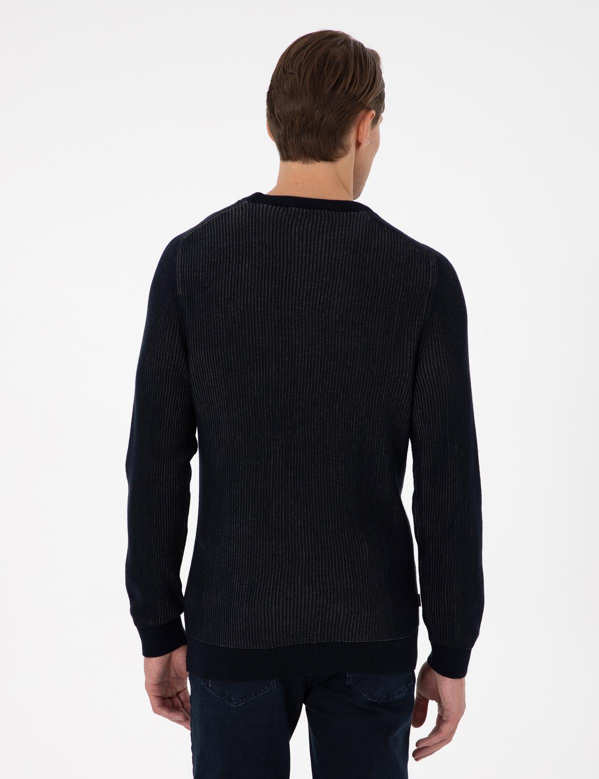 Lacivert Slim Fit Bisiklet Yaka Triko Kazak - 50297117019