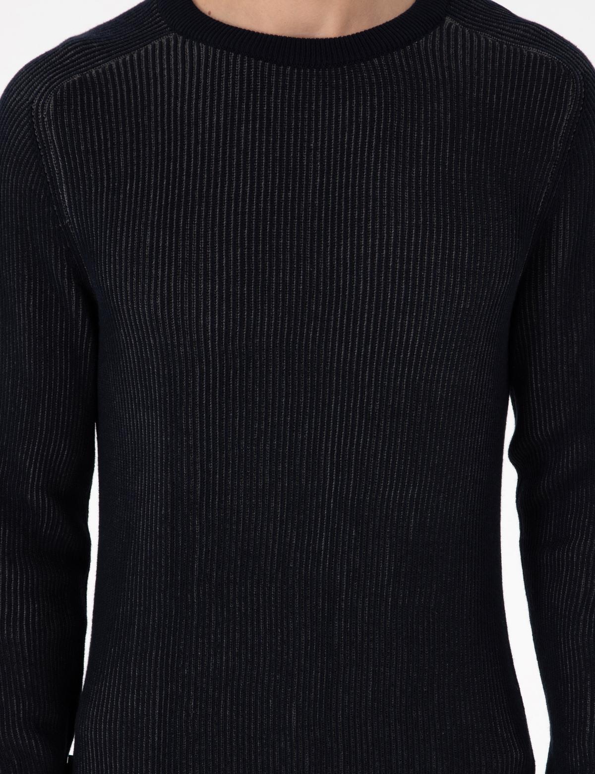 Lacivert Slim Fit Bisiklet Yaka Triko Kazak - 50297117019