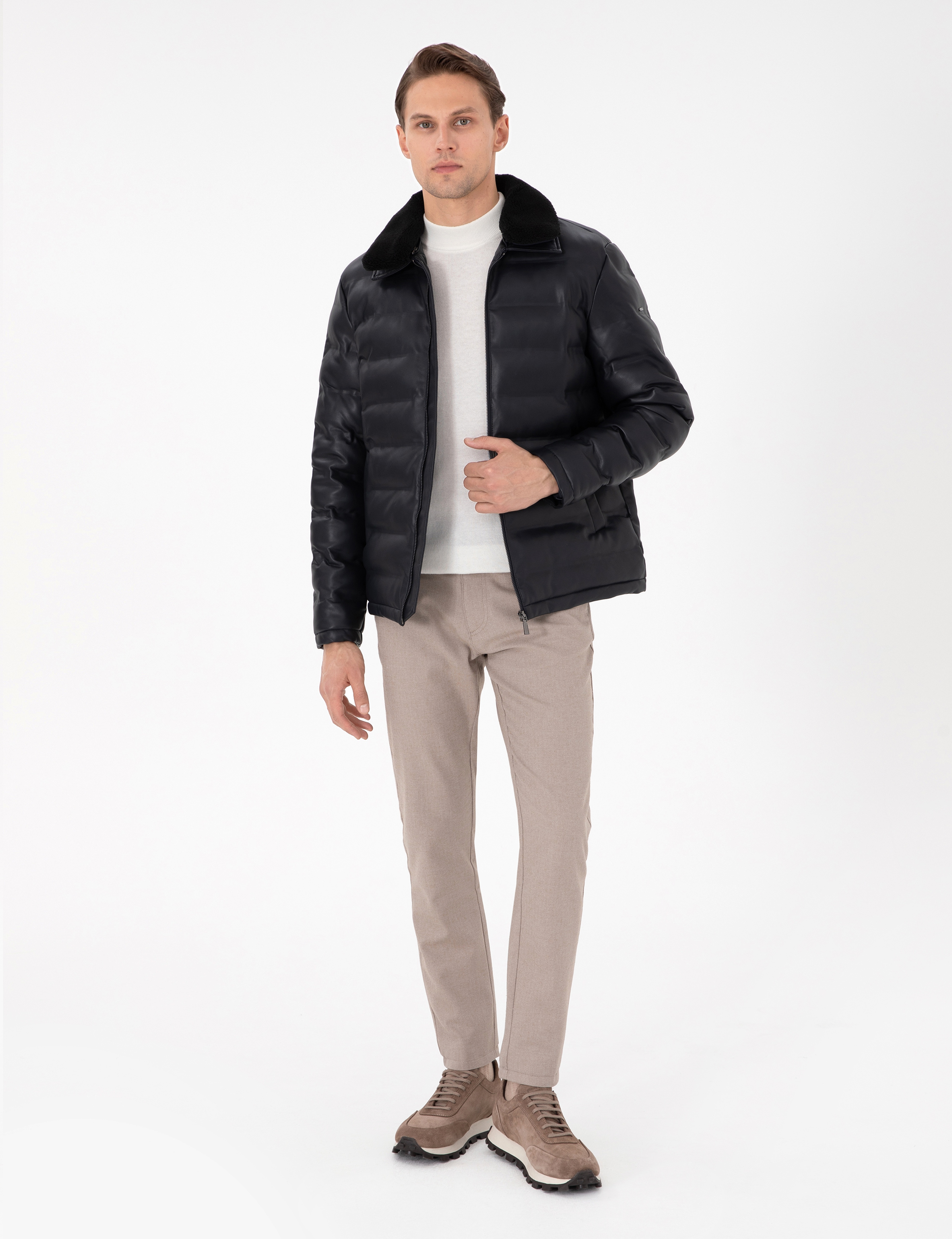 Bej Slim Fit Kanvas Pantolon