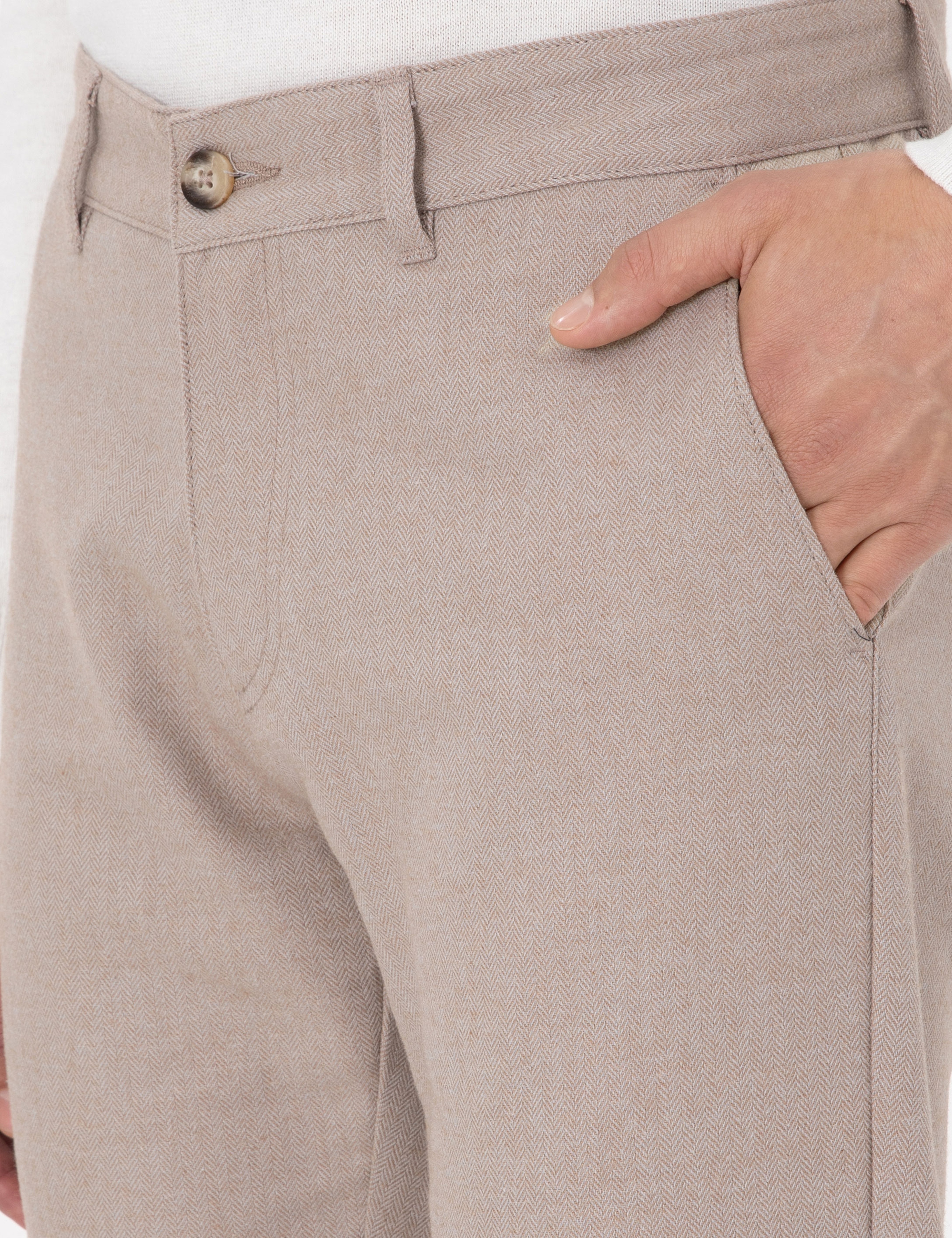 Bej Slim Fit Kanvas Pantolon - Image 5
