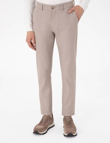 Bej Slim Fit Kanvas Pantolon