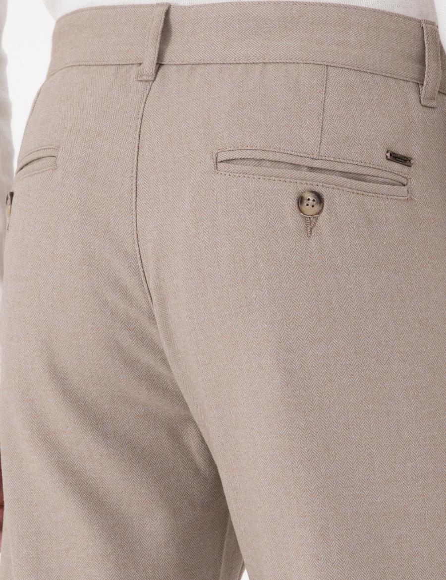 Bej Slim Fit Kanvas Pantolon