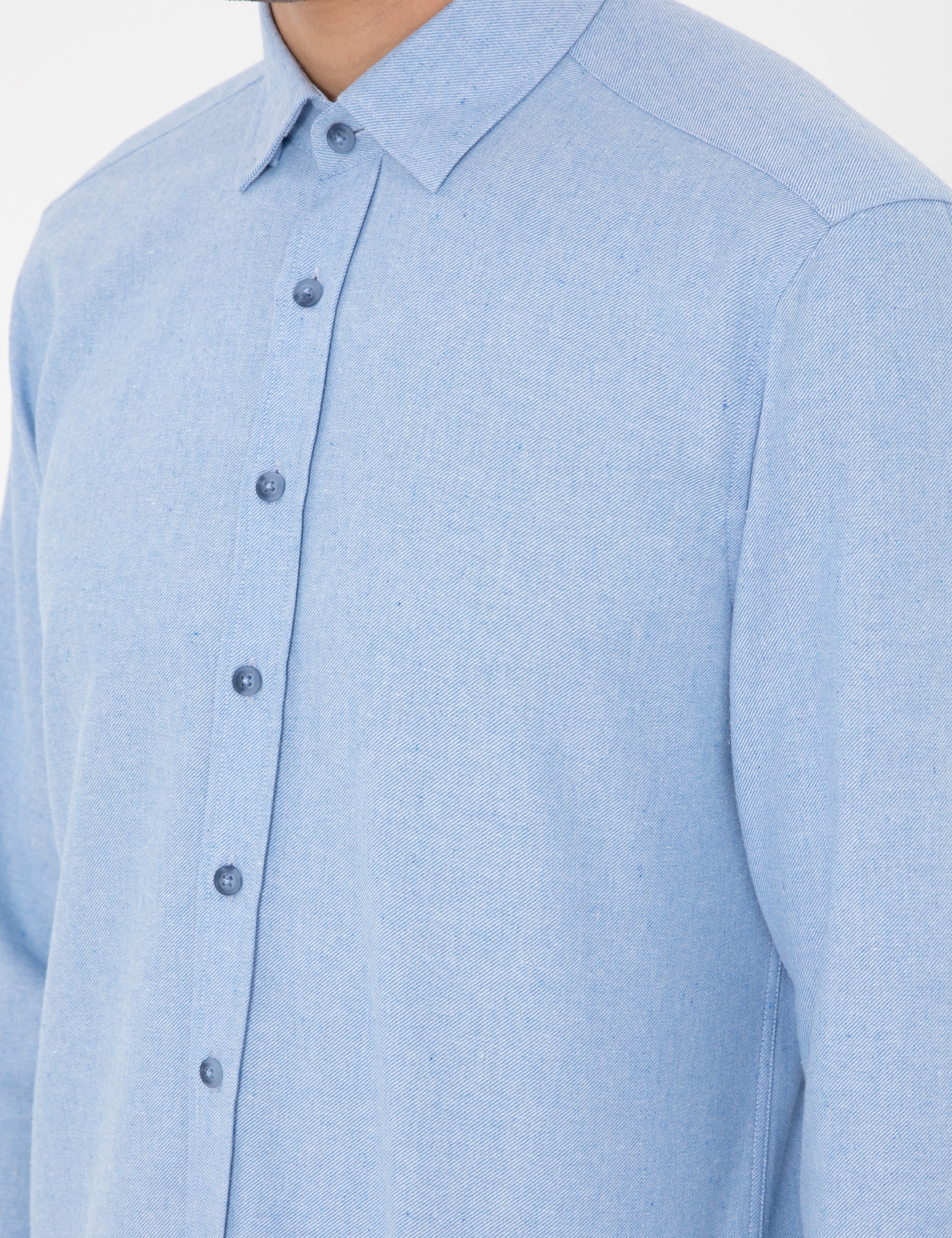 Açık Mavi Slim Fit Uzun Kollu Gömlek