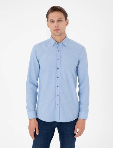 Açık Mavi Slim Fit Uzun Kollu Gömlek