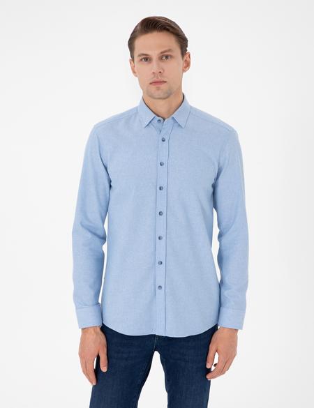 Açık Mavi Slim Fit Uzun Kollu Gömlek - 50298878007