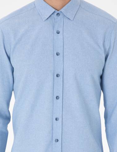 Açık Mavi Slim Fit Uzun Kollu Gömlek