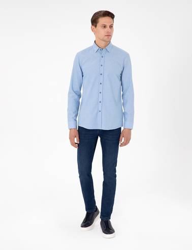 Açık Mavi Slim Fit Uzun Kollu Gömlek