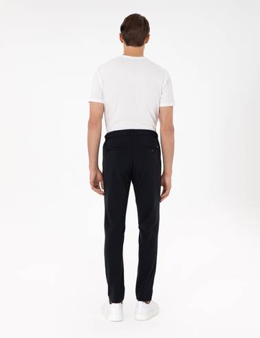 Lacivert Slim Esnek Jogger Fit Kanvas Pantolon