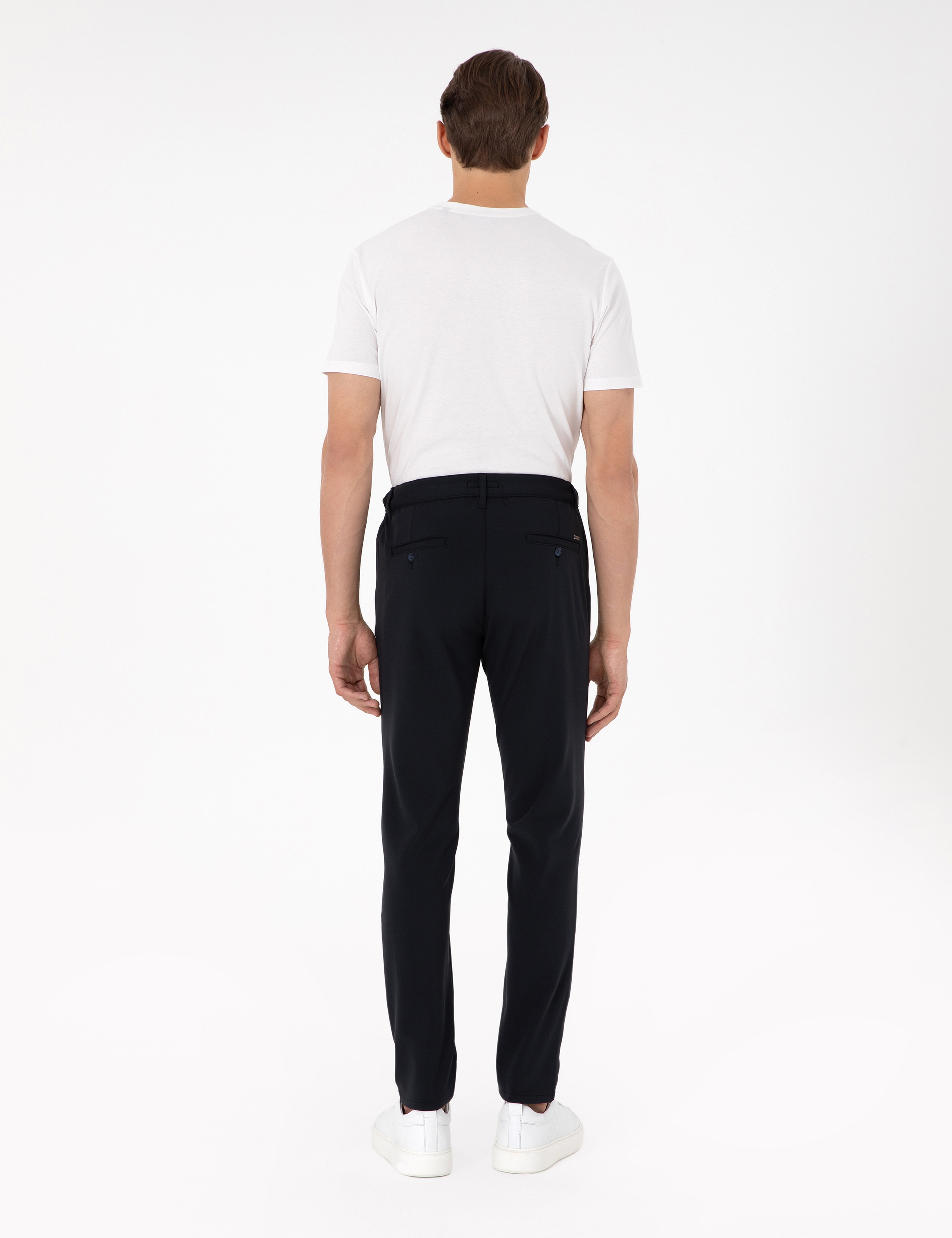 Lacivert Slim Esnek Jogger Fit Kanvas Pantolon - Image 4
