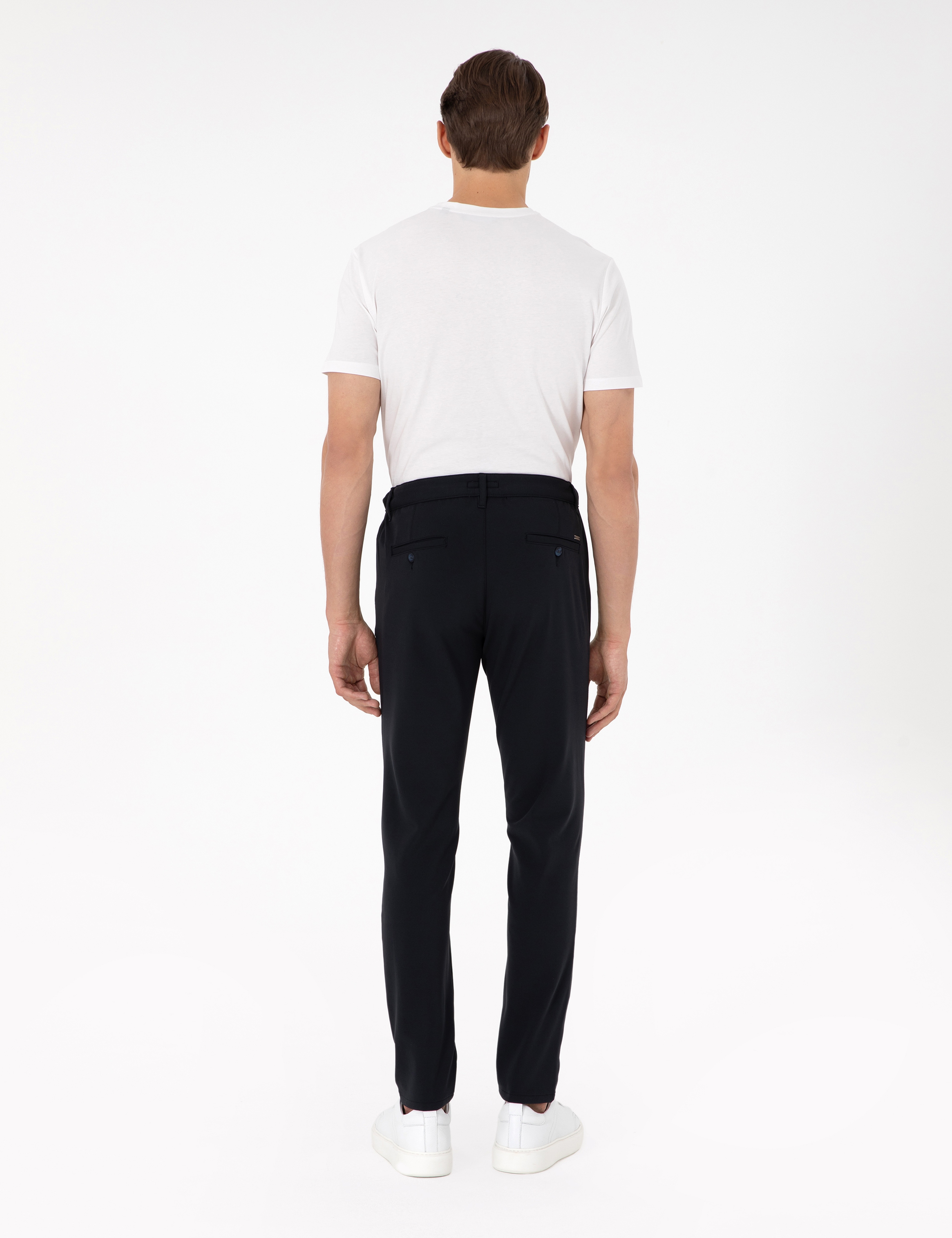 Lacivert Slim Esnek Jogger Fit Kanvas Pantolon