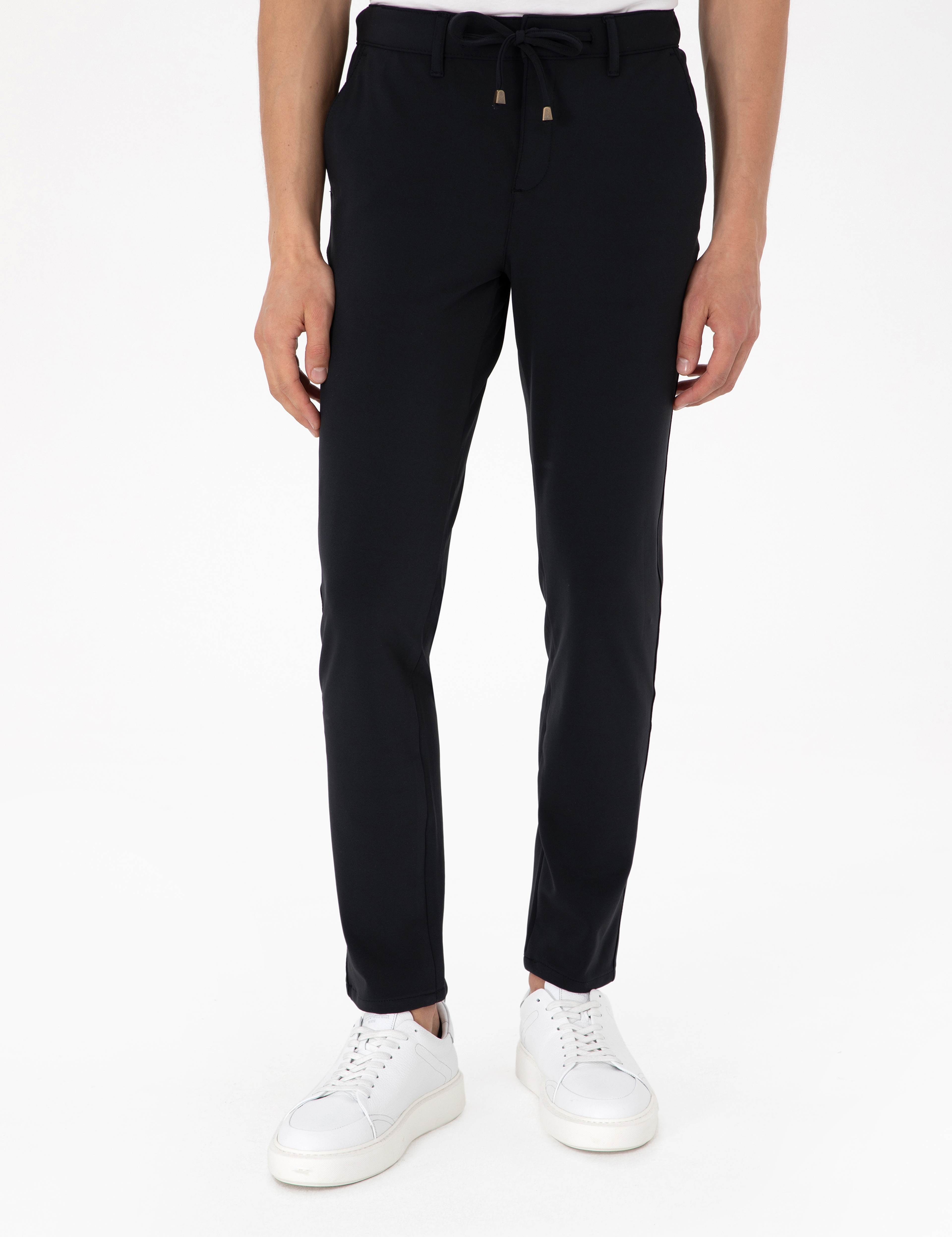 Lacivert Slim Esnek Jogger Fit Kanvas Pantolon - Image 2