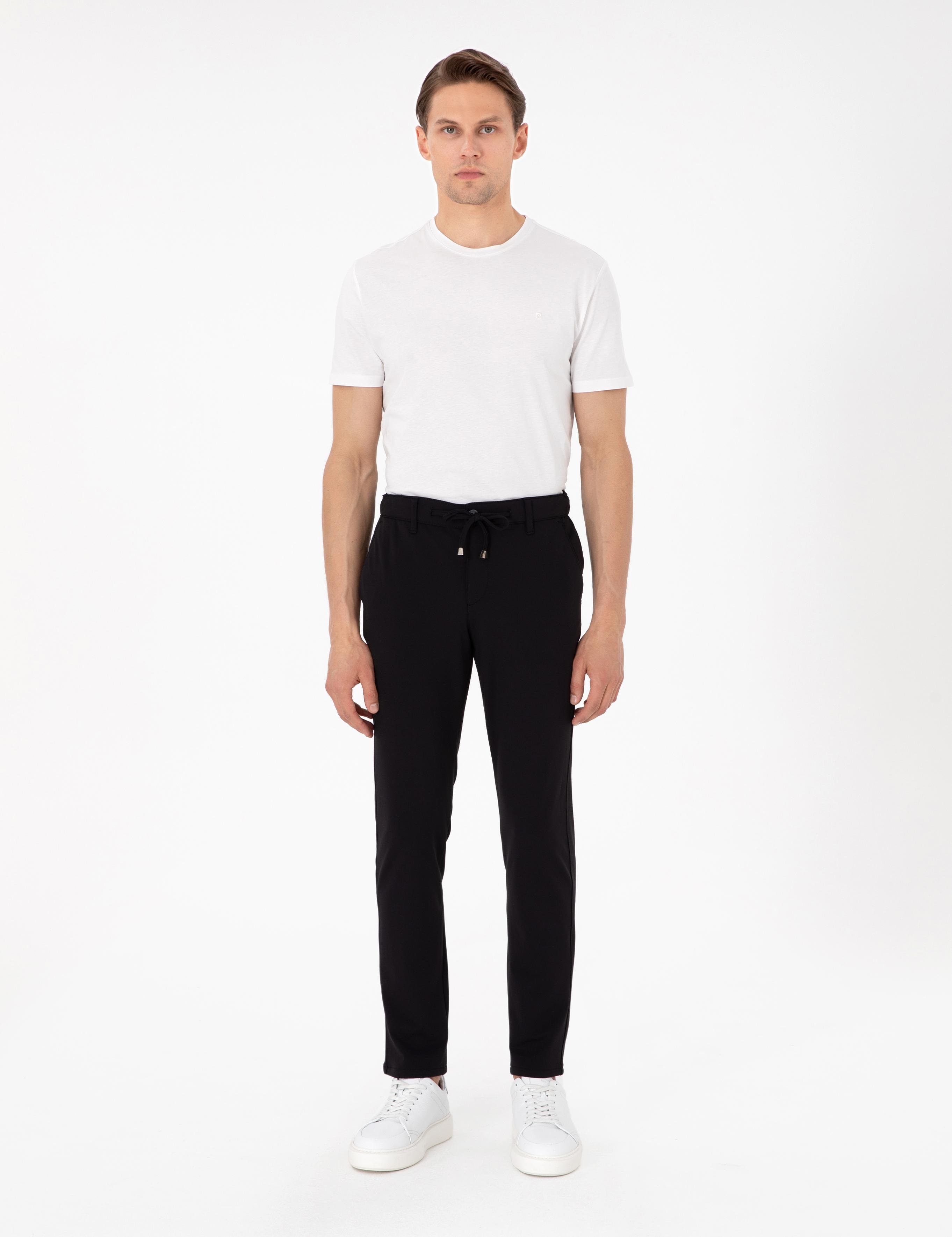 Siyah Slim Fit Esnek Jogger Kanvas Pantolon