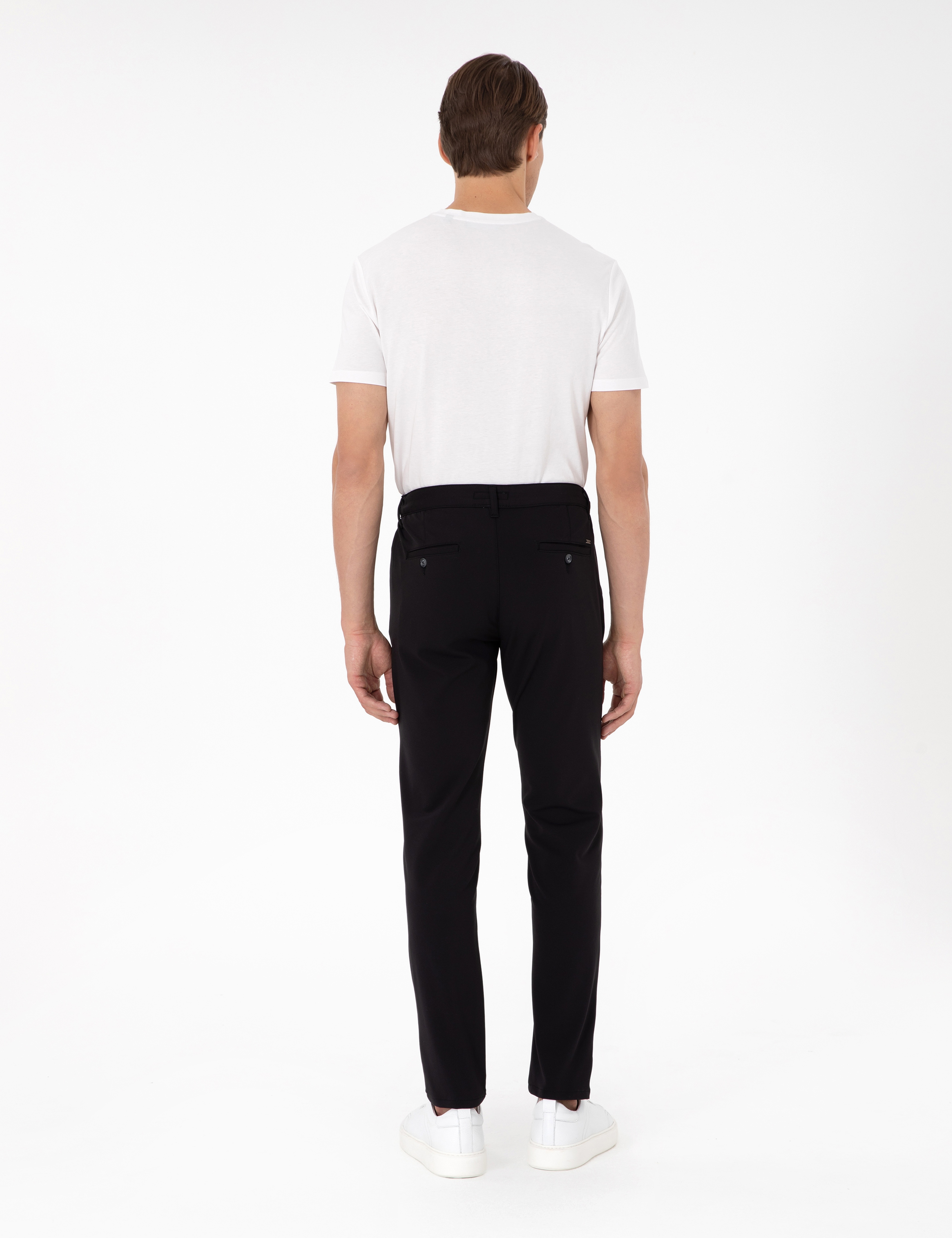 Siyah Slim Fit Esnek Jogger Kanvas Pantolon - Image 4