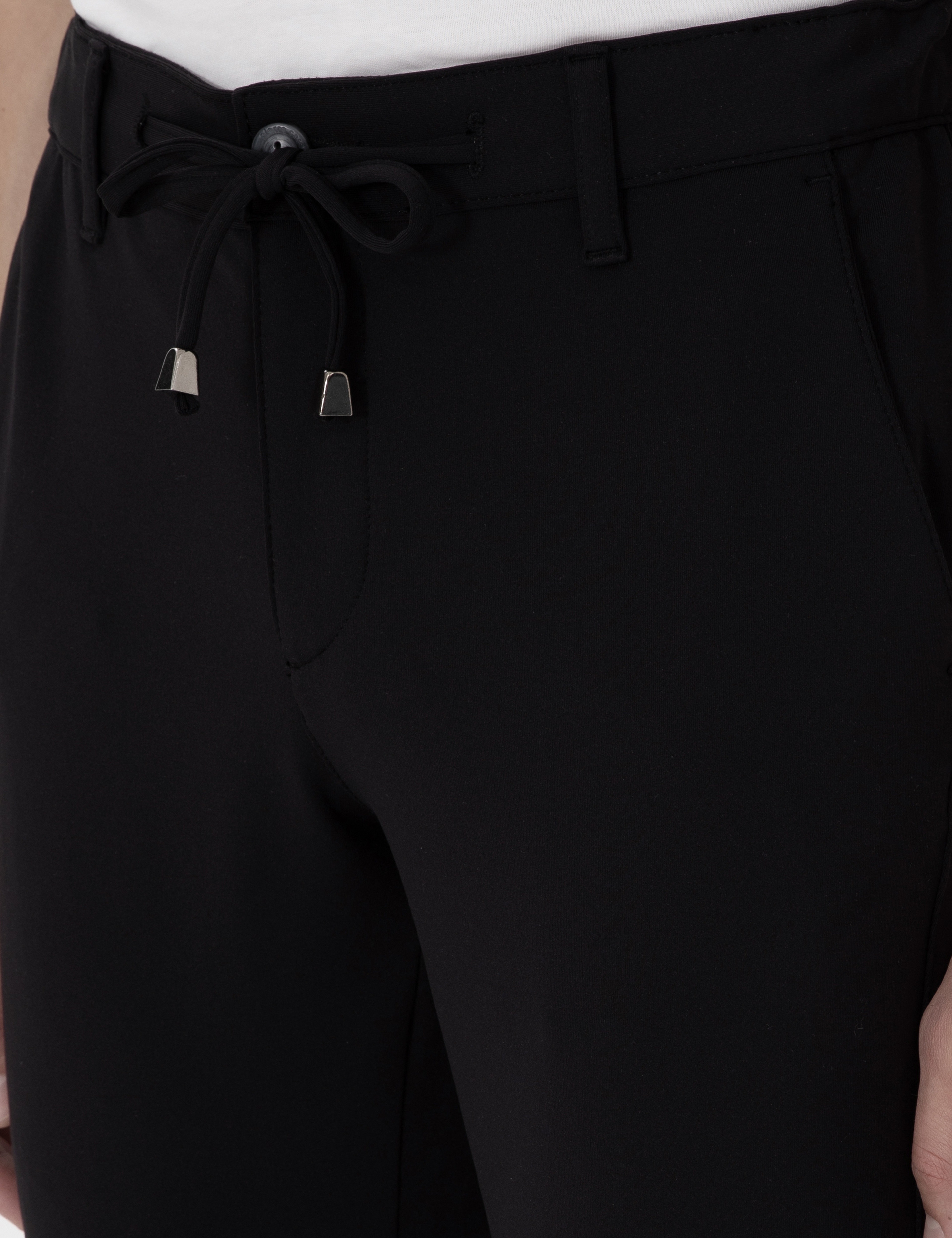 Siyah Slim Fit Esnek Jogger Kanvas Pantolon - Image 5