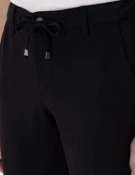 Siyah Slim Fit Esnek Jogger Kanvas Pantolon - 50307954112