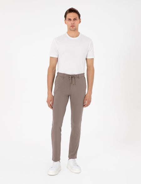 Bej Slim Fit Esnek Jogger Kanvas Pantolon - 50307954256