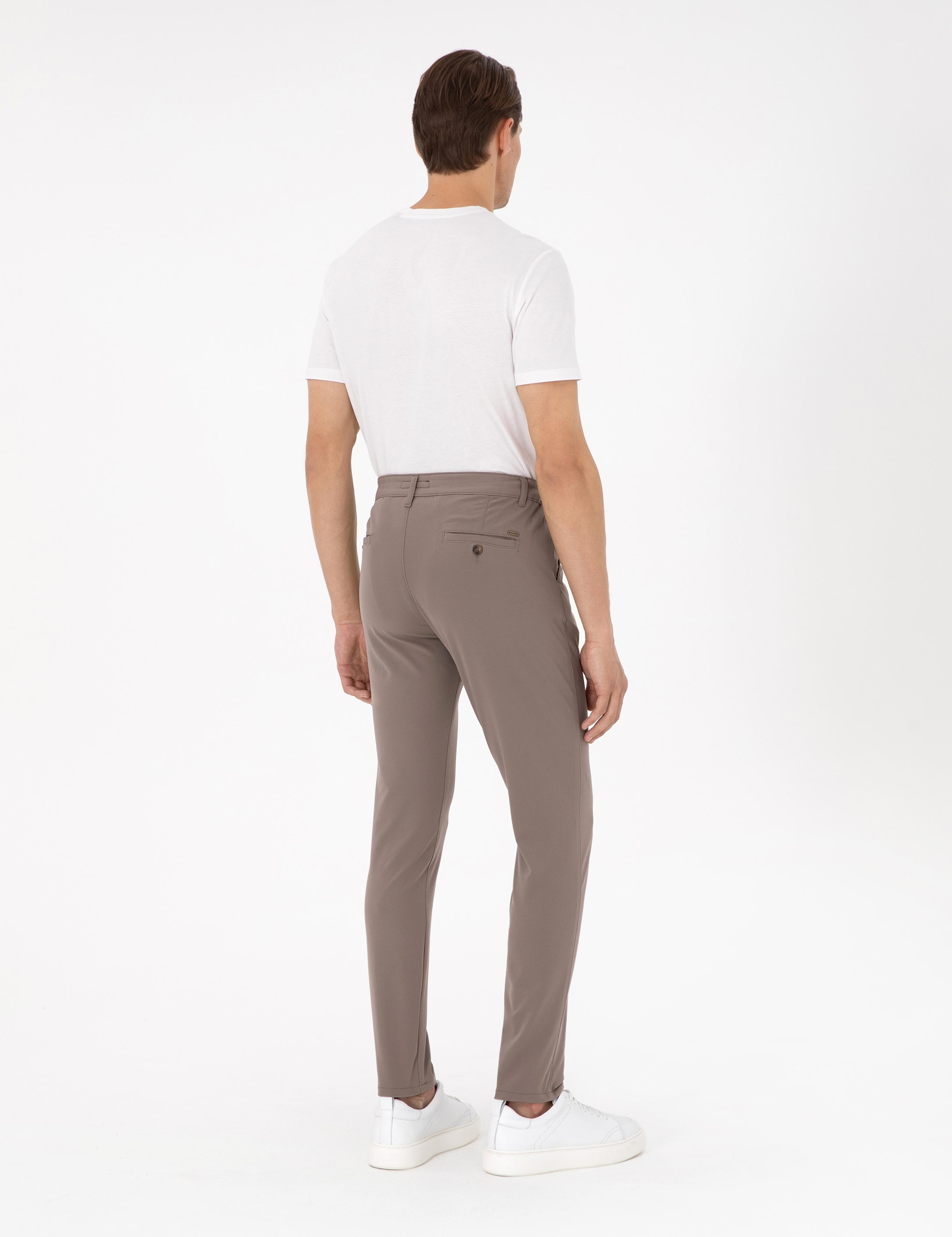 Bej Slim Fit Esnek Jogger Kanvas Pantolon