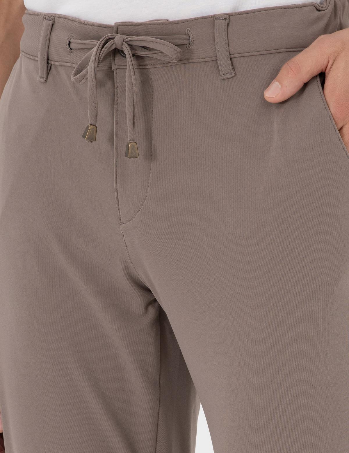 Bej Slim Fit Esnek Jogger Kanvas Pantolon - 50307954256