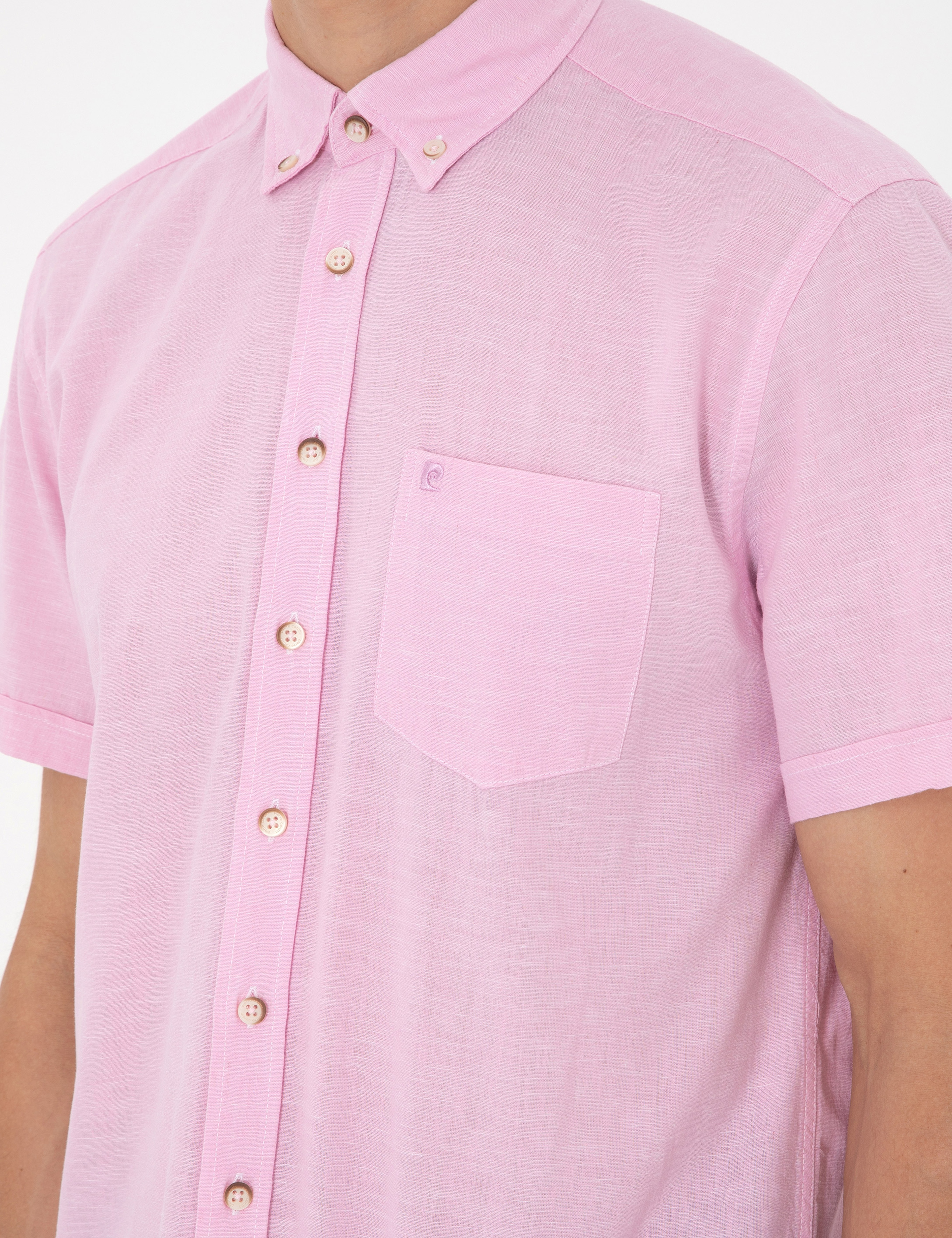 Pembe Regular Fit Kısa Kollu Gömlek