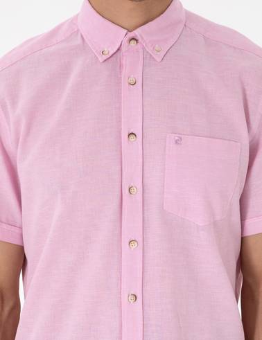 Pembe Regular Fit Kısa Kollu Gömlek