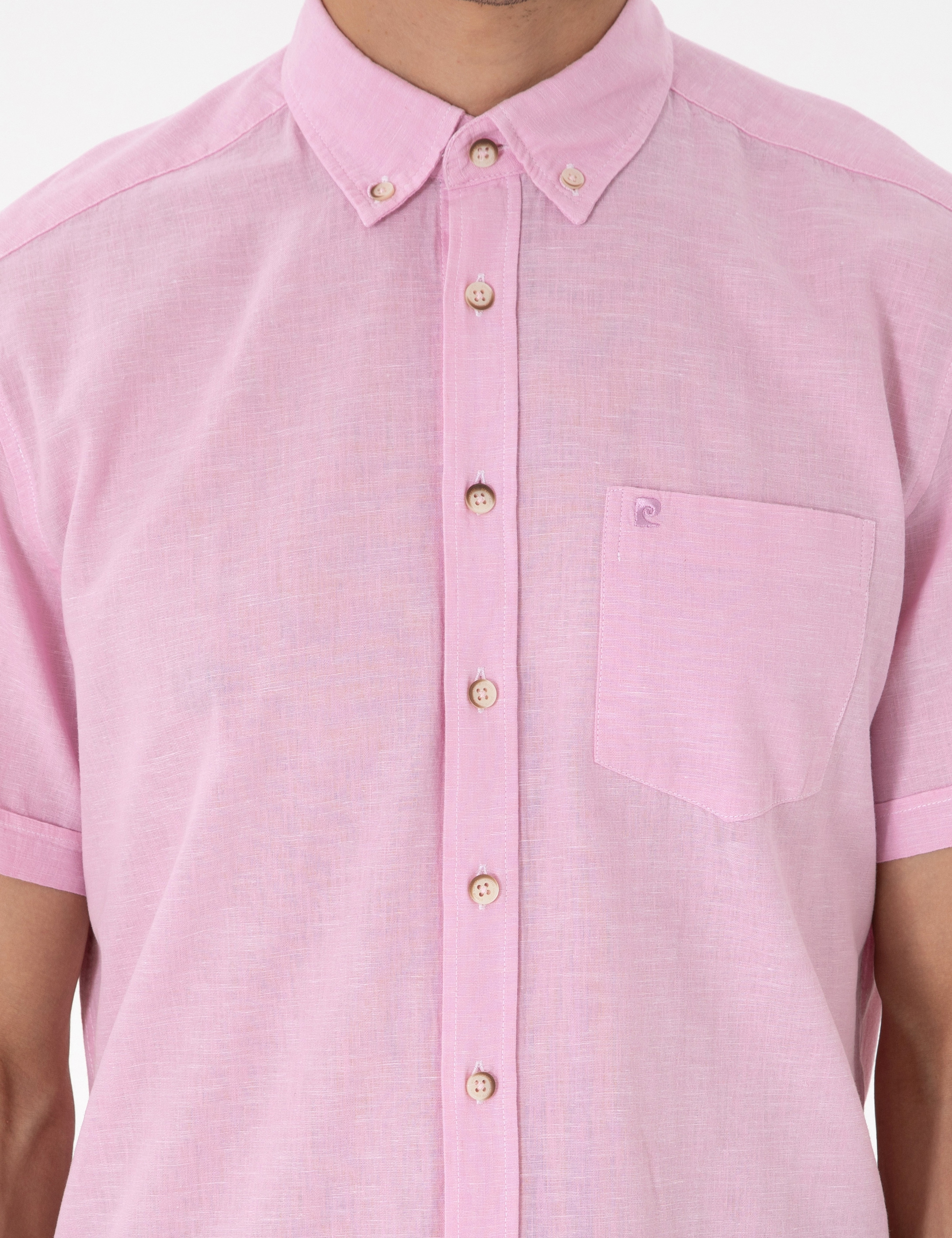 Pembe Regular Fit Kısa Kollu Gömlek - Image 6