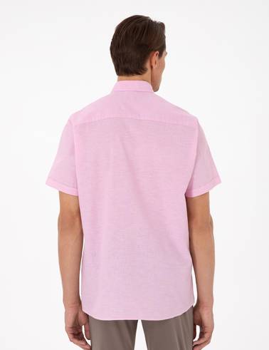 Pembe Regular Fit Kısa Kollu Gömlek