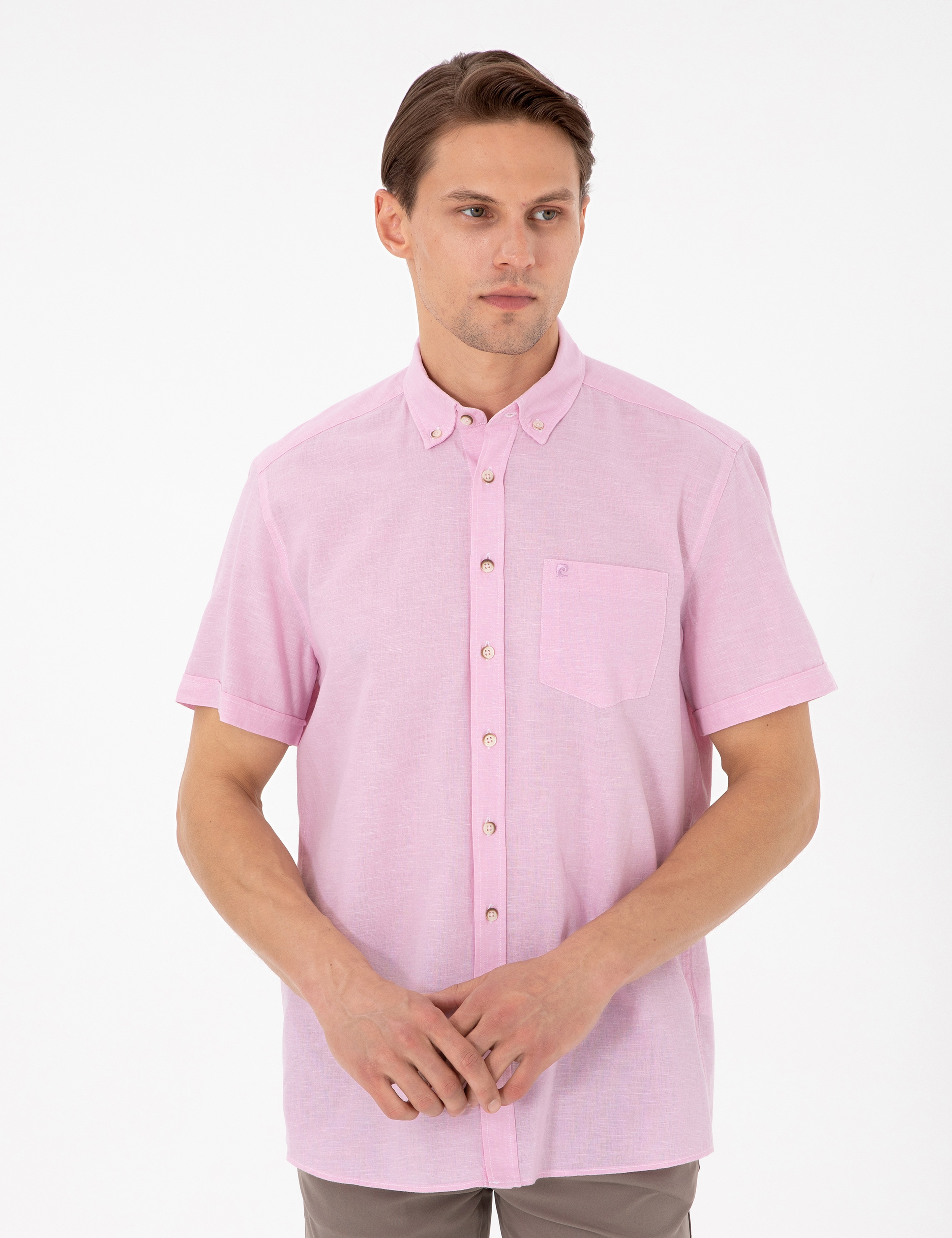 Pembe Regular Fit Kısa Kollu Gömlek - Image 1