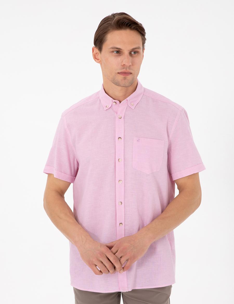 Pembe Regular Fit Kısa Kollu Gömlek