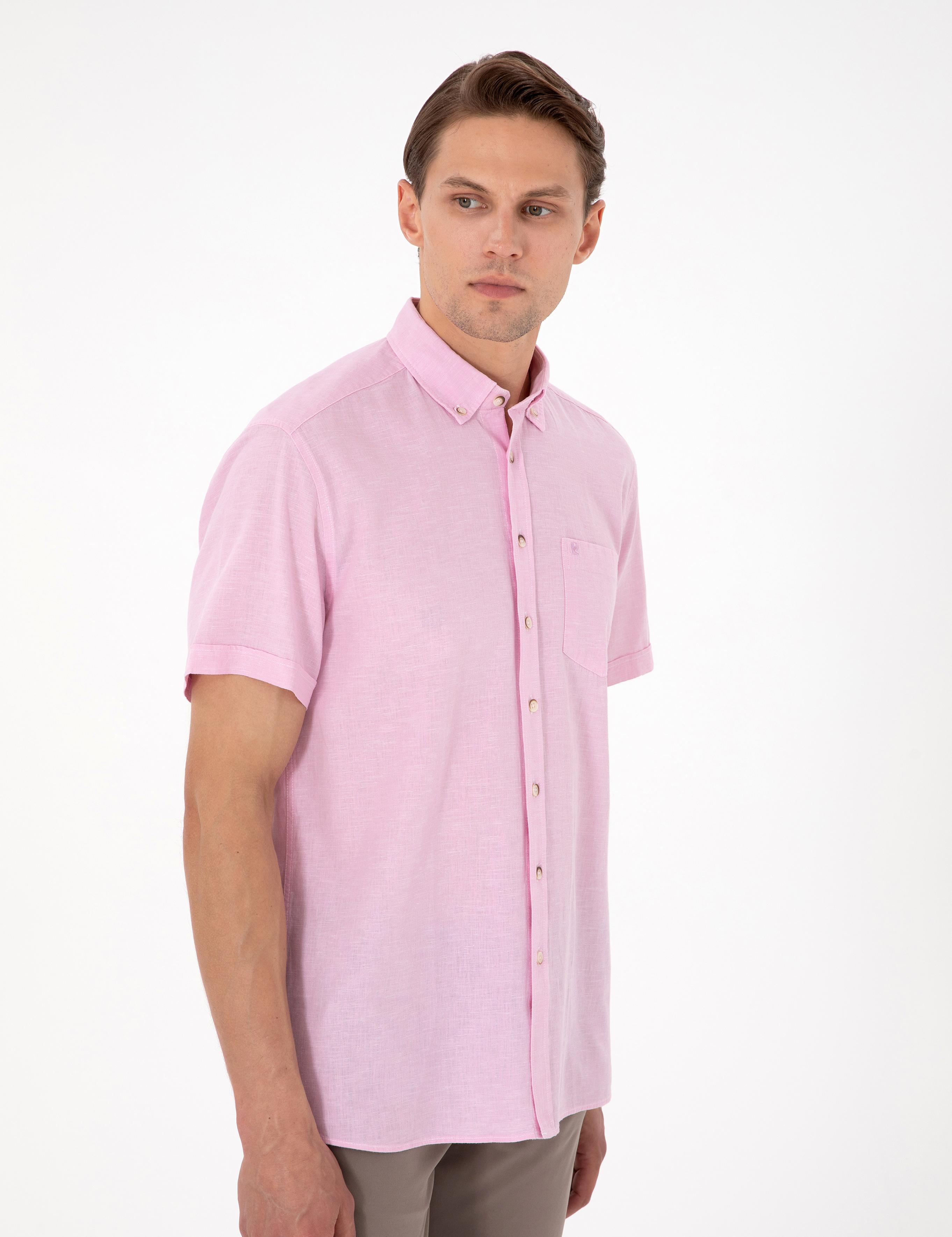 Pembe Regular Fit Kısa Kollu Gömlek