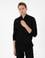 Siyah Slim Fit Fermuarlı Dik Yaka Triko Kazak