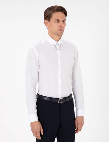Beyaz Slim Fit Smokin Gömlek