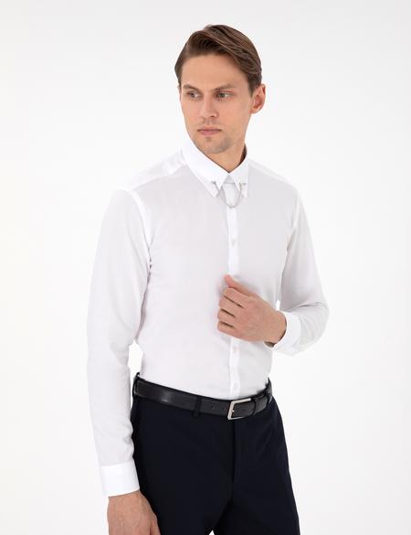 Beyaz Slim Fit Smokin Gömlek - 50286247008