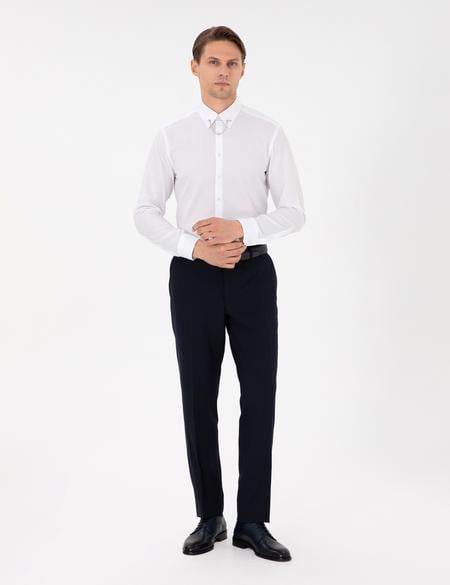 Beyaz Slim Fit Smokin Gömlek - 50286247008