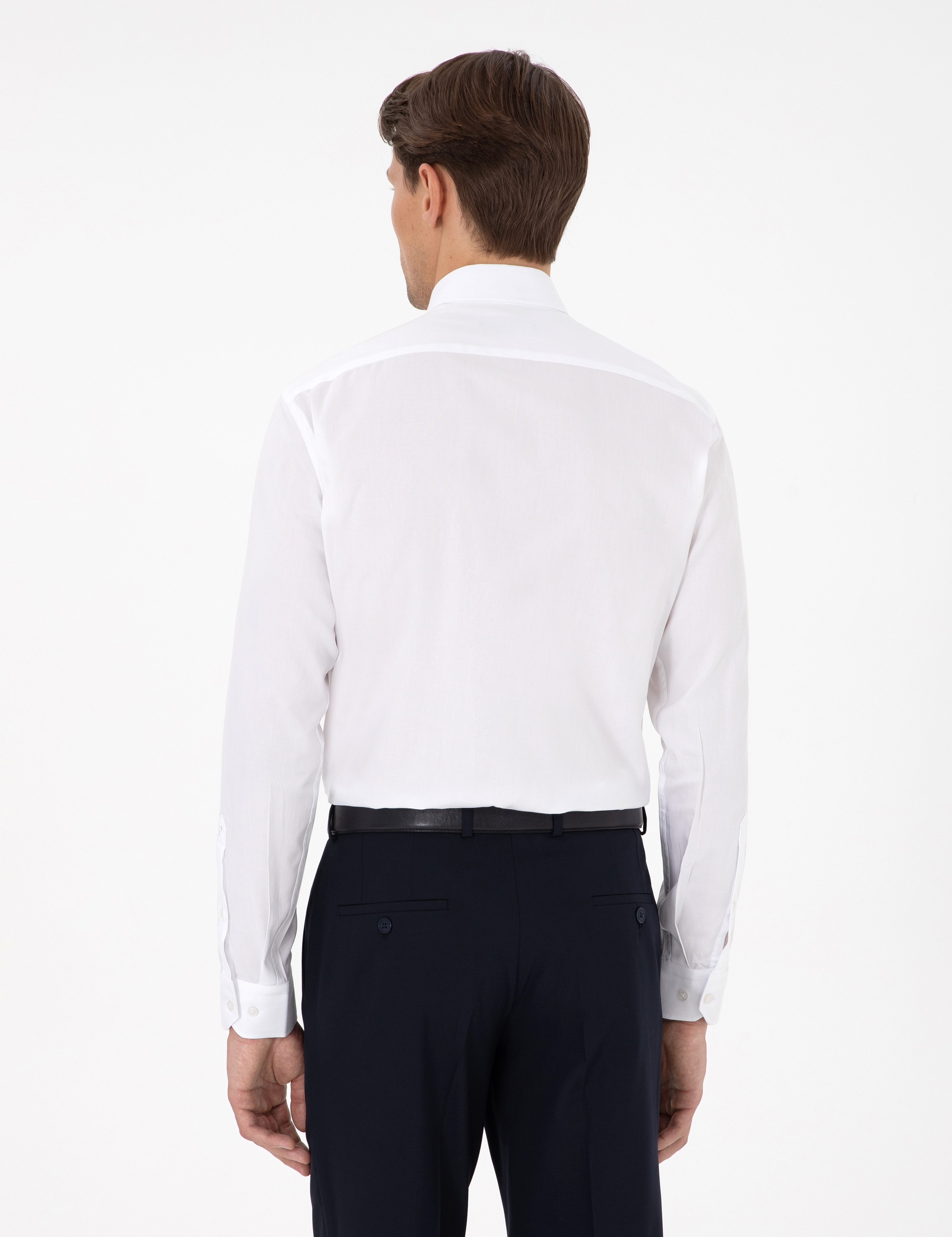 Beyaz Slim Fit Smokin Gömlek - Image 5