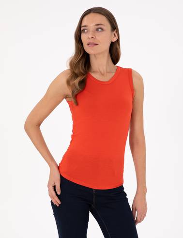 Nar Çiçeği Slim Fit Örme Bluz