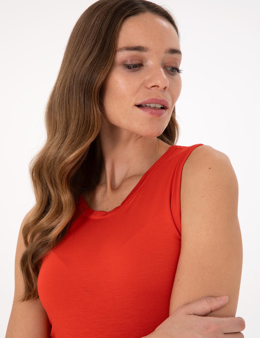 Nar Çiçeği Slim Fit Örme Bluz