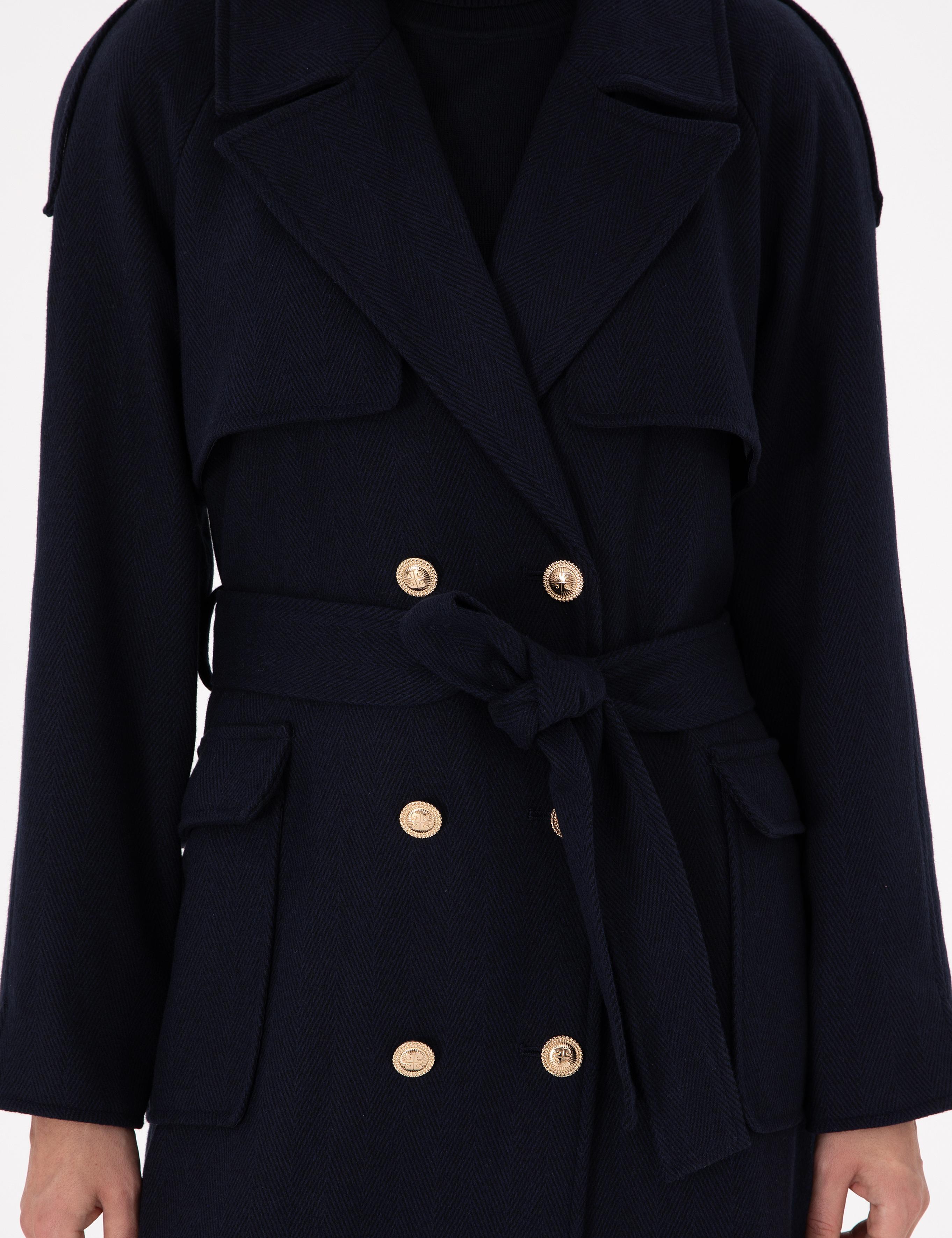 Lacivert Kaşe Kaban