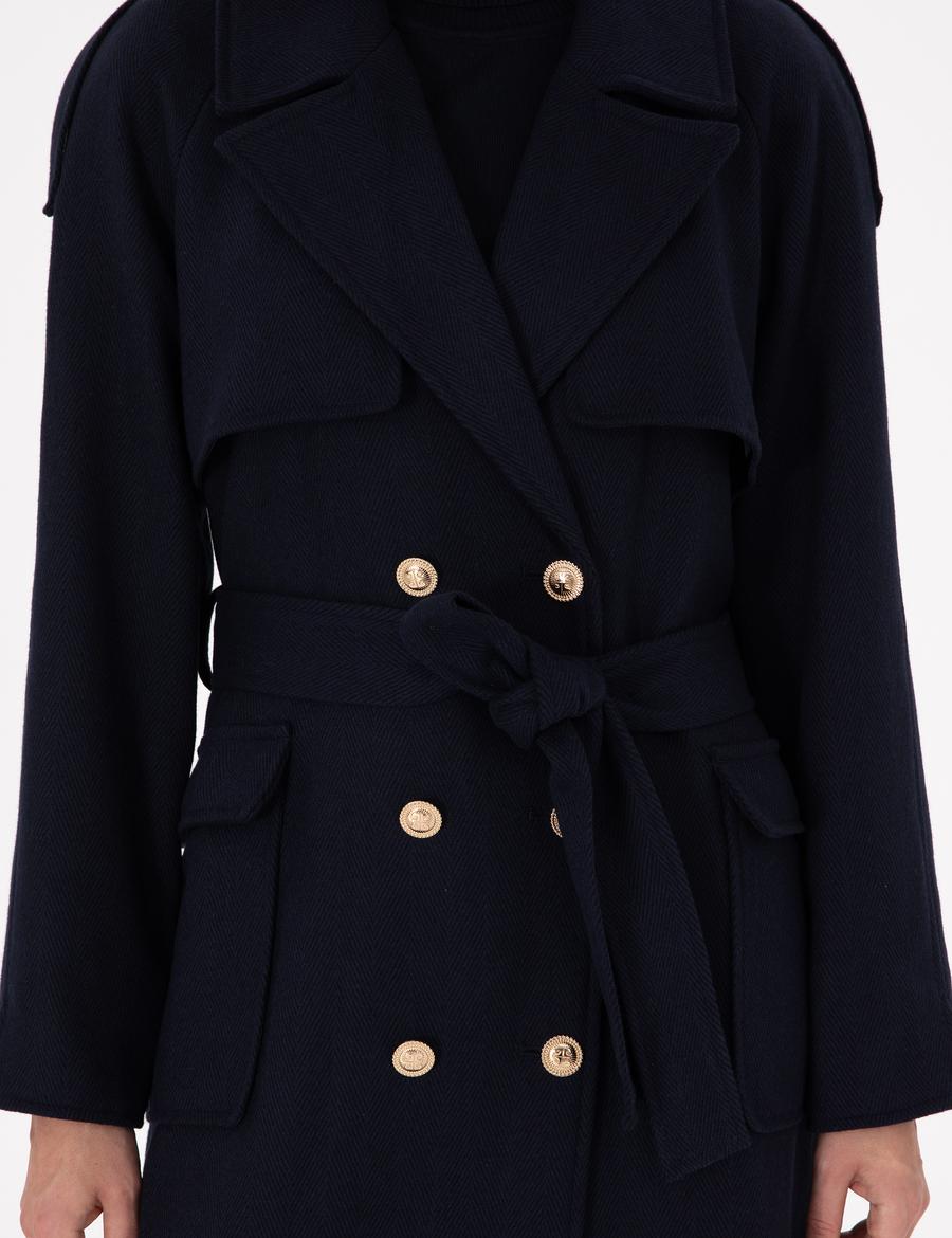 Lacivert Kaşe Kaban