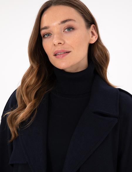 Lacivert Kaşe Kaban - 50290349020