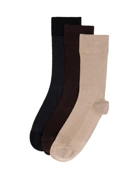 Erkek Bambu Karışımlı 3'lü Paket Kahverengi Soket Basic Çorap - 50304465004